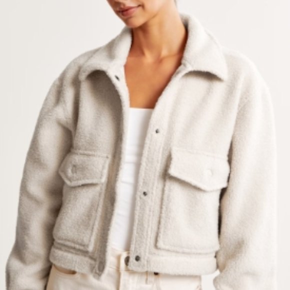 Abercrombie & Fitch Jackets & Blazers - A&F Cropped Sherpa Shirt Jacket, Size XS